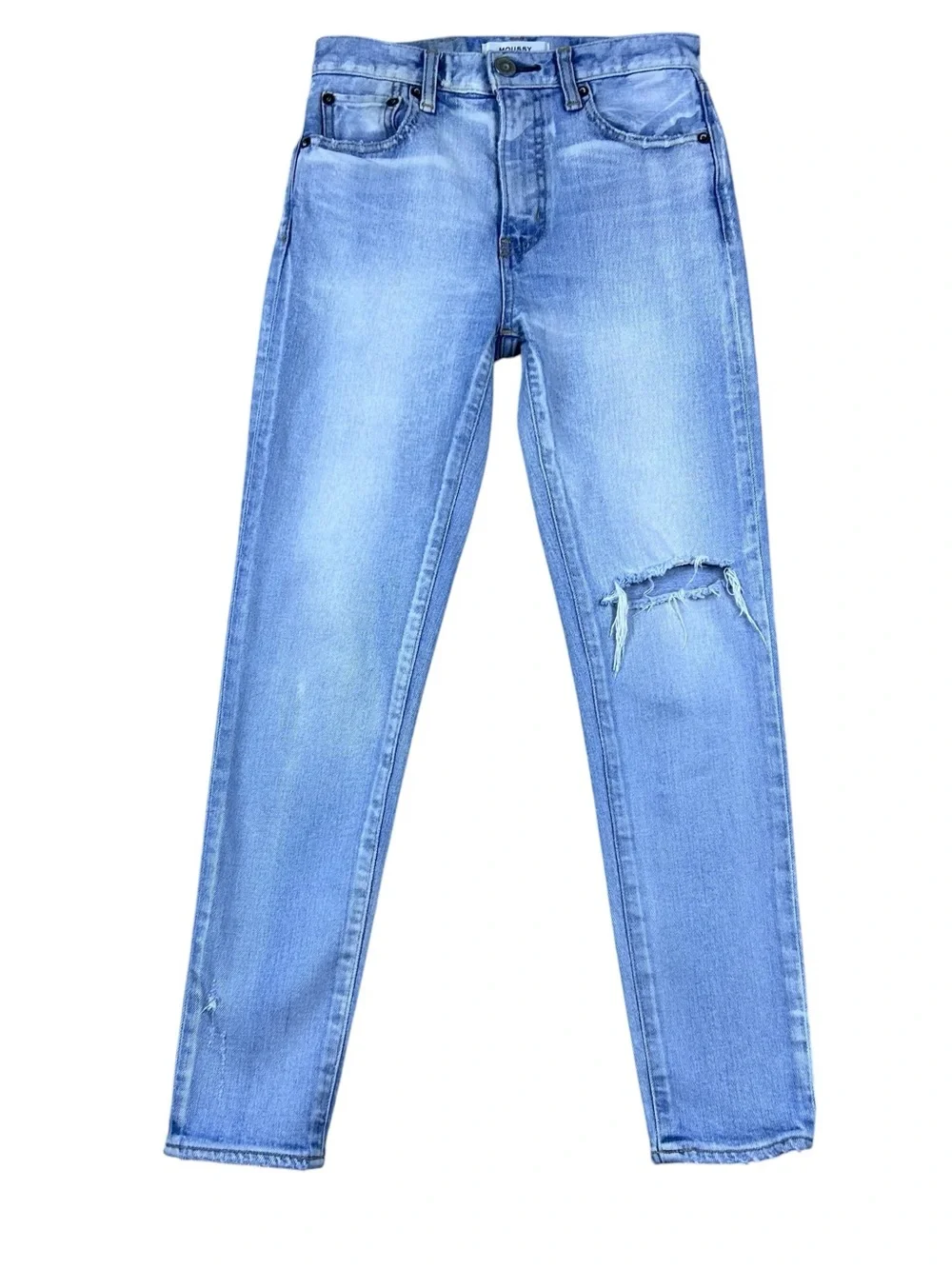 Moussy Vintage Hillrose Skinny Jeans 24 Blue Distressed Japan Preppy Minimalist